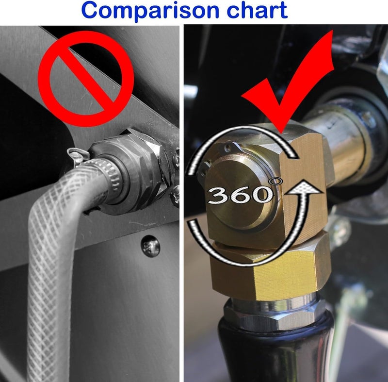 SIGURANTA تركيب بديل لفائف خرطوم الحديقة، نحاس 3/4" GHT أنثوي إلى 1/2" NPT ذكر محول كوع دوار (طول 4.72 بوصة 2 قطعة) - Image 3